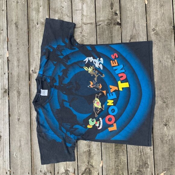 Vintage 90s Looney Tunes Graphic T Shirt AOP Single Stitch XL - Picture 3 of 7